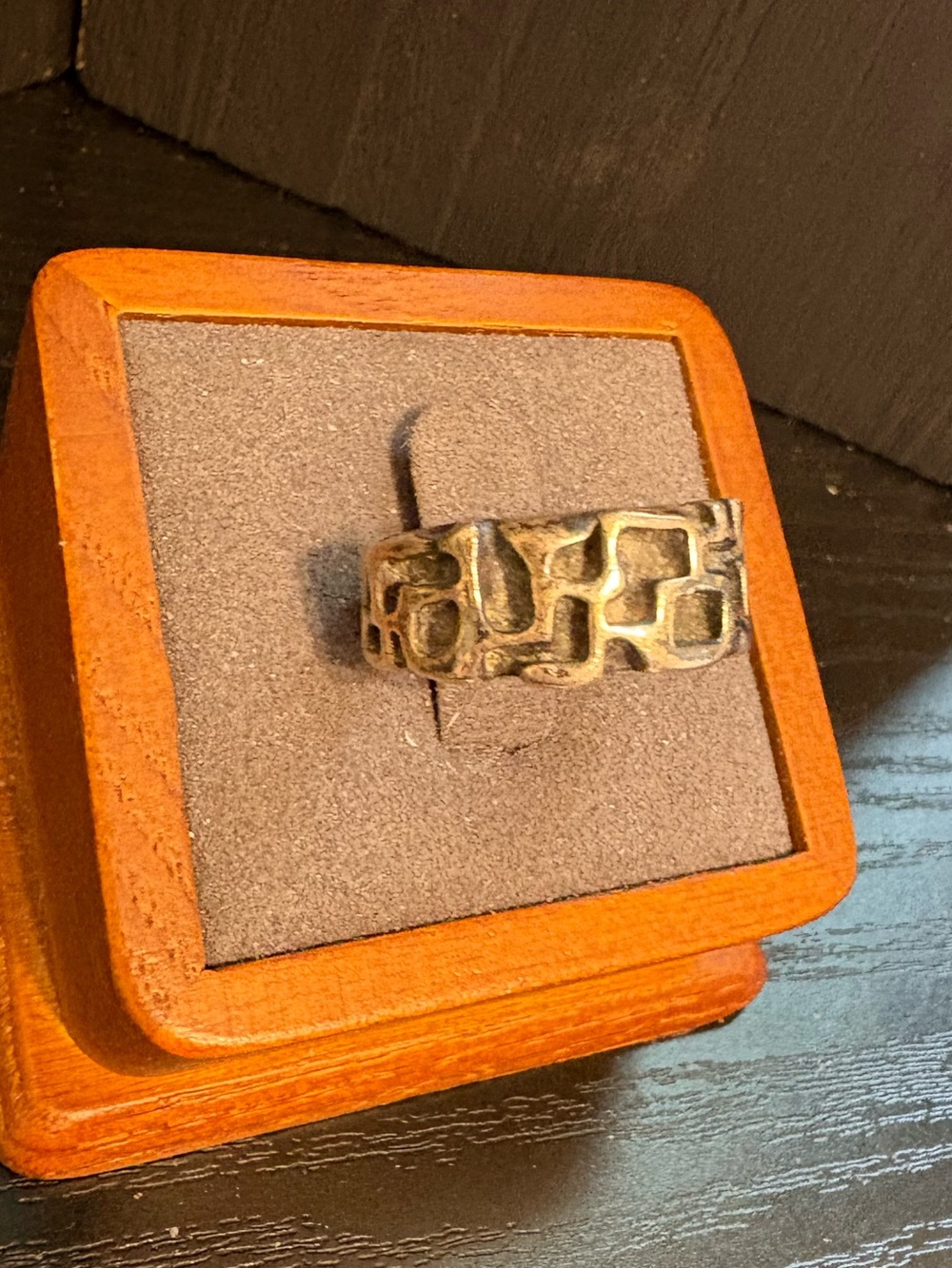 Else Bersten Hughes ring sterling Norway abstract modernist patina sz 6 adjusts